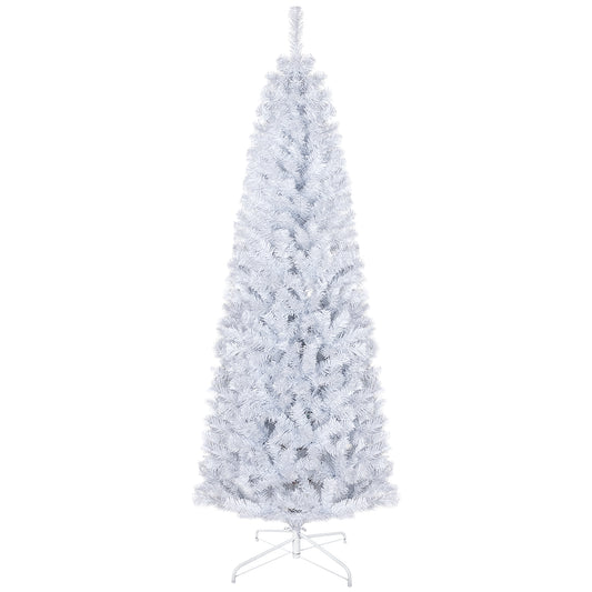 HOMCOM White Pencil Christmas Tree for Home, 6ft, 618 Tips