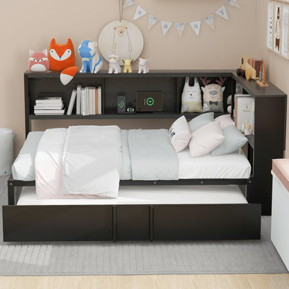 Modern Metal Daybed w/ Trundle, Guest Room Storage & USB