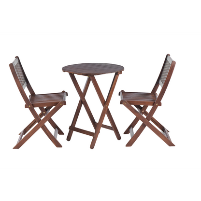 Natural Acacia 3-Pc Bistro Set for Patio & Balcony, Folding