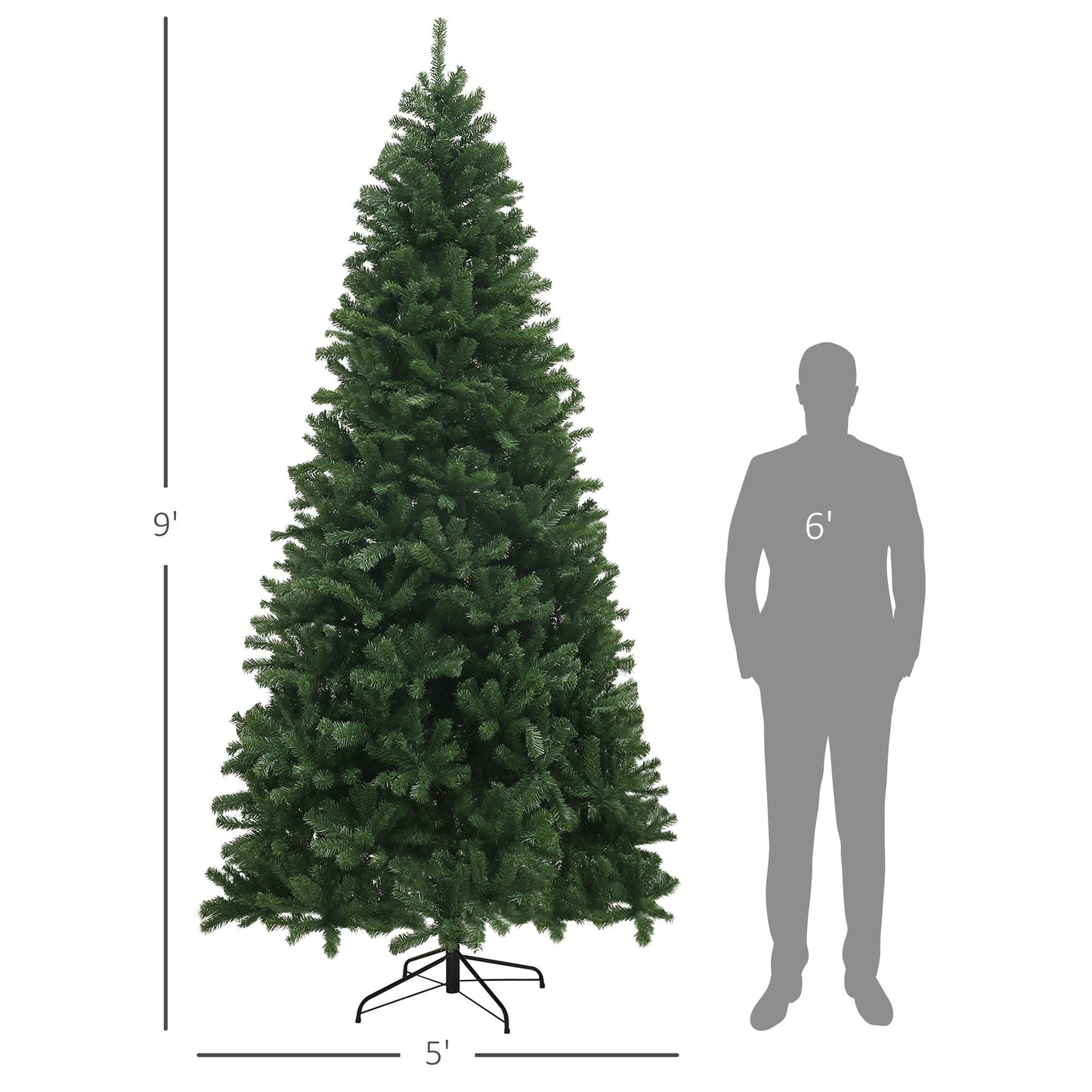 HOMCOM 9 Ft Full Christmas Tree for Living Room, Auto-Open