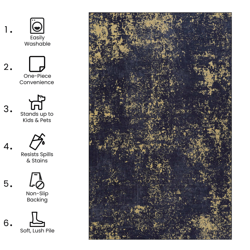 NAAR MAVAL Modern 5x8 Area Rug for Living Room, Washable