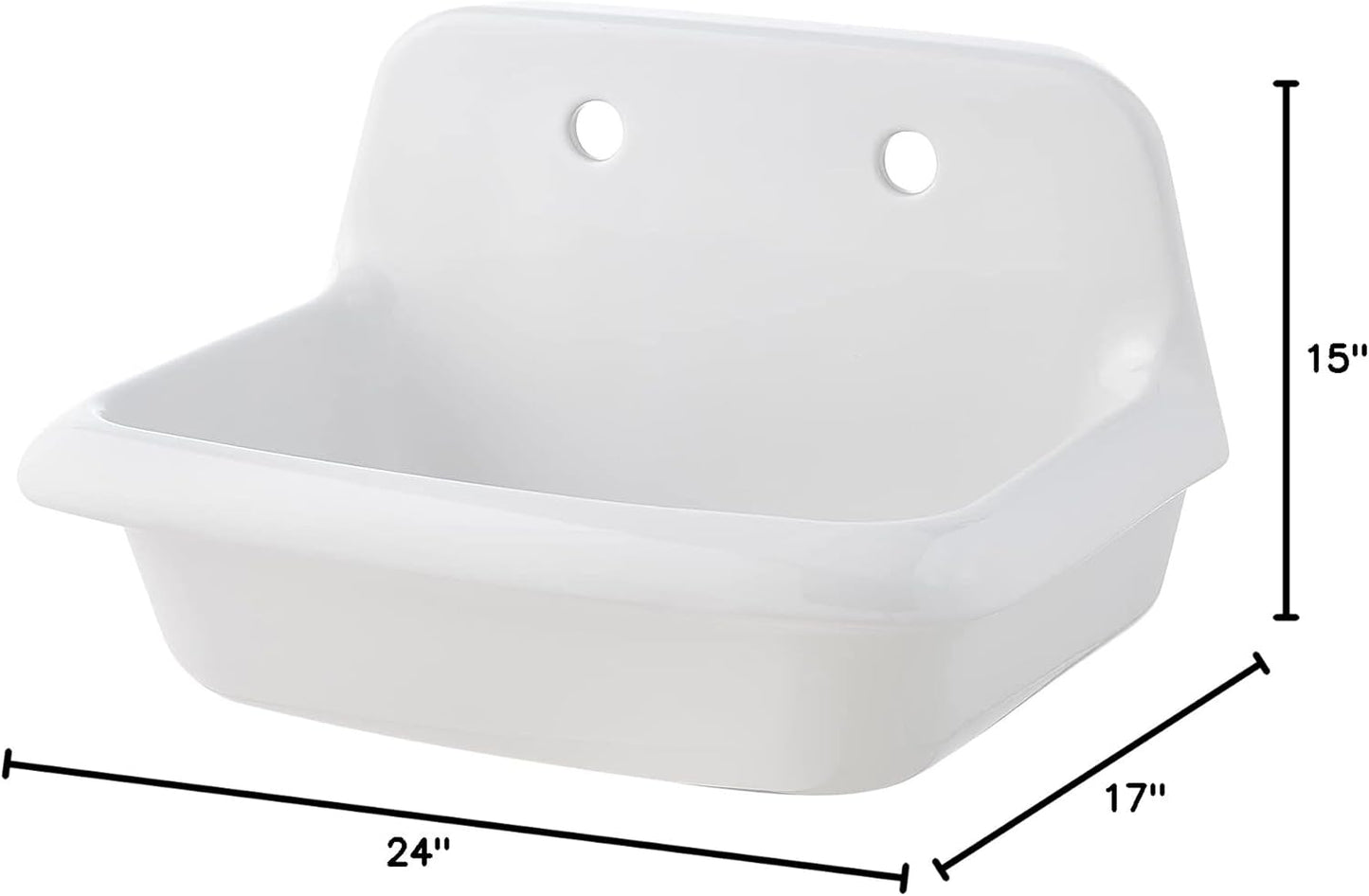 ELLAI Farmhouse Wall-Mount Laundry Sink with High Back