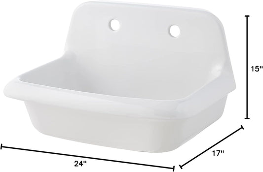 ELLAI Farmhouse Wall-Mount Laundry Sink with High Back