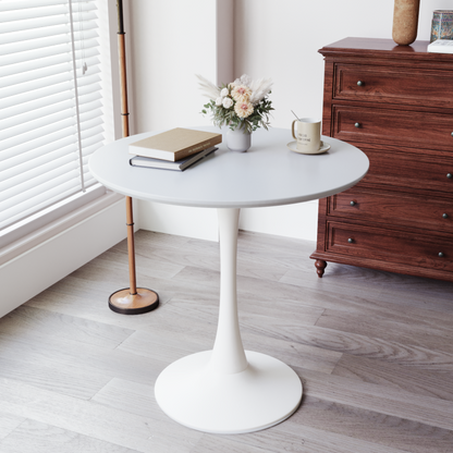 Mid-Century Round Tulip Dining Table for 2-4, Pedestal Base