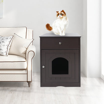 Modern Wood Cat Litter Box End Table, Indoor, Hides Litter