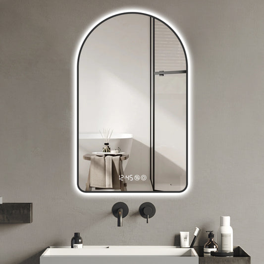 Modern Arched LED Bathroom Mirror, Anti-Fog & Backlit