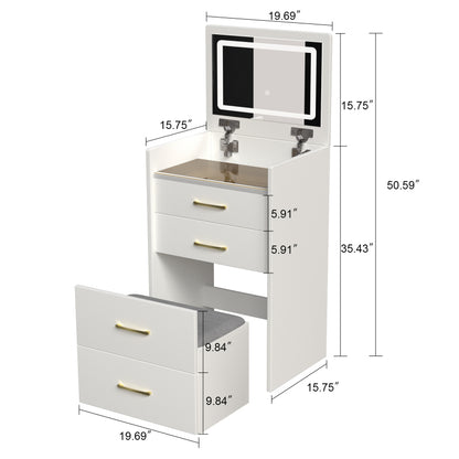 Compact Makeup Vanity for Bedroom with Lift-Top Mirror
