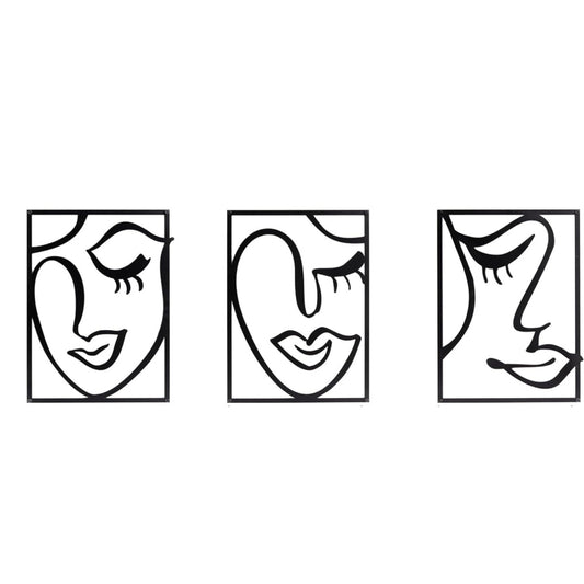 Cinq Minimalist Wall Decor for Living Room, 3‑Pc Line Faces