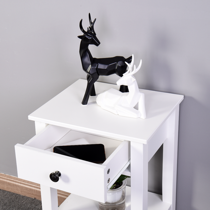 Modern White Bathroom Storage Table with Drawer