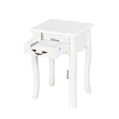 Classic White Living Room Side Table with Drawer