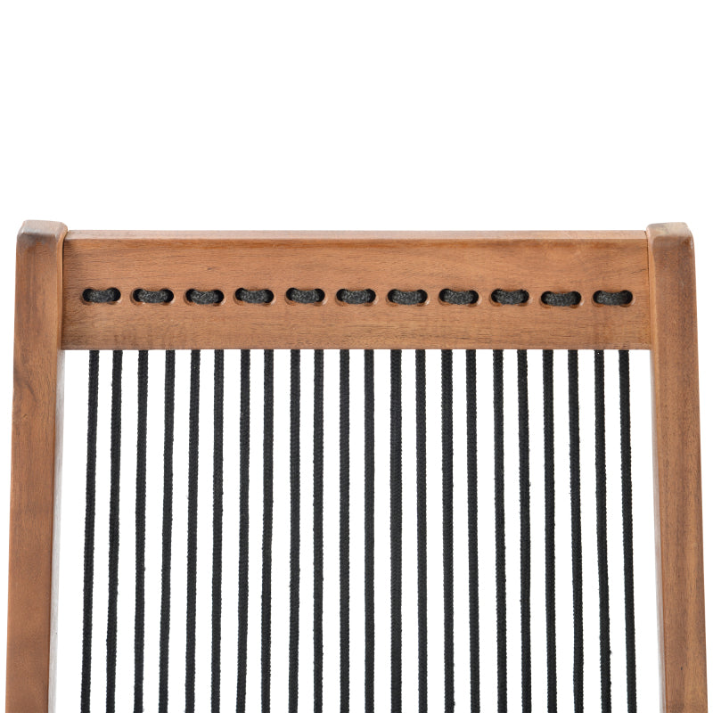 Coastal Folding Rope-Weave Wood Chair for Patio, Folds Flat