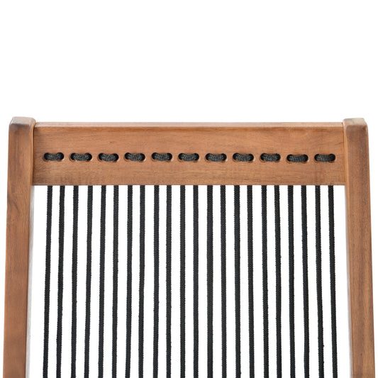 Coastal Folding Rope-Weave Wood Chair for Patio, Folds Flat