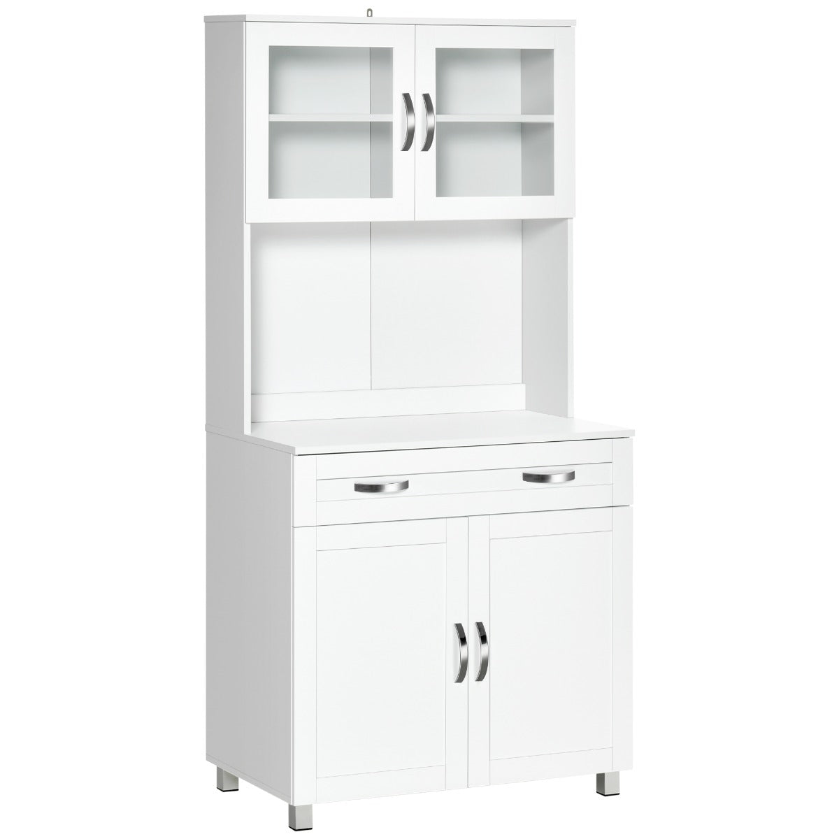 HOMCOM Modern Dining Buffet Hutch with Glass Doors & Drawers