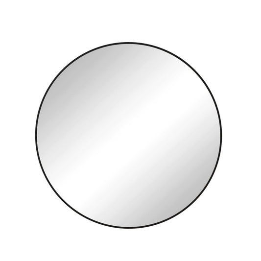 Sleek Round Wall Mirror for Bathroom Vanity 28” Black Metal