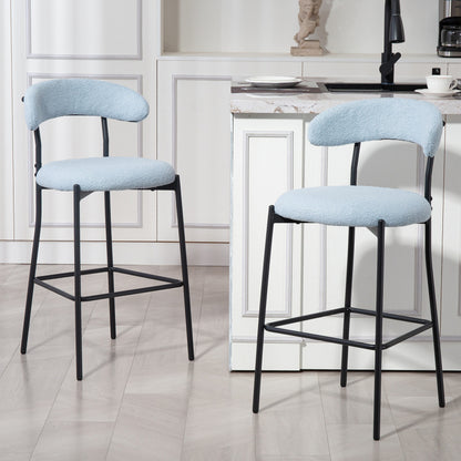 Cozy Teddy Fabric Counter Stool, Kitchen Island, Black Base