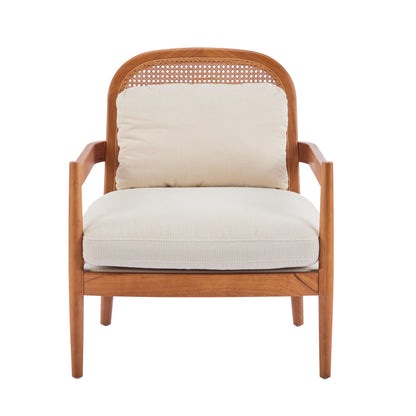 Mid-Century Armchairs Set of 2 for Living Room, Rattan Back
