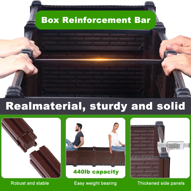 All-Weather Raised Planter Box for Patio with Drainage