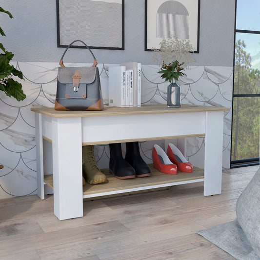 Austin Two-Tone Storage Table for Living Room Pull-Out Shelf