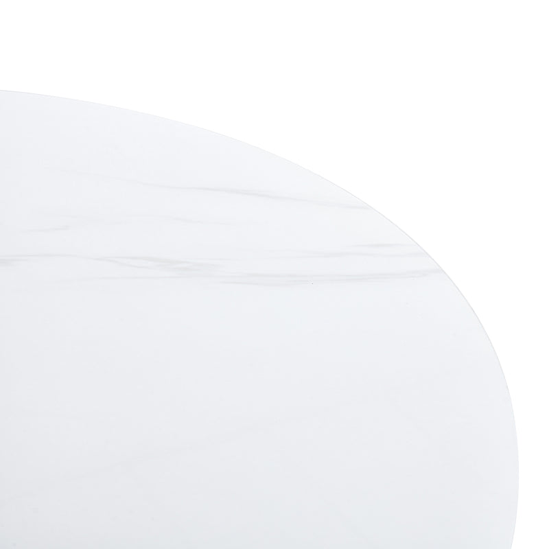 Modern Round Dining Table, Dining Room, 42-Inch White Top
