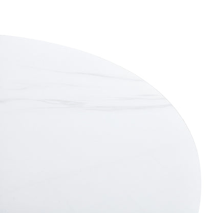 Modern Round Dining Table, Dining Room, 42-Inch White Top