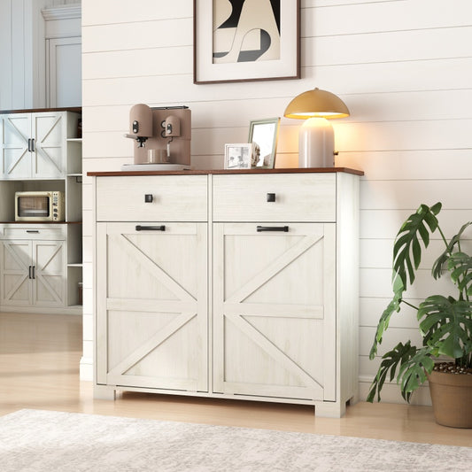 Farmhouse Barn-Door Double Tilt-Out Kitchen Trash Cabinet