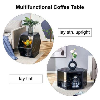 Modern Hexagon Coffee Table for Living Room, Extra Storage