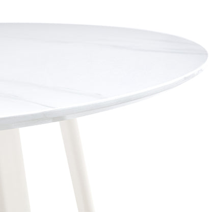 Modern Round Dining Table, Dining Room, 42-Inch White Top