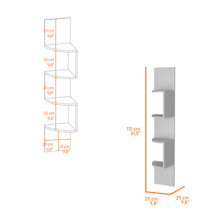 Rosebud Modern Corner Floating Shelf, Living Room 4-Tier