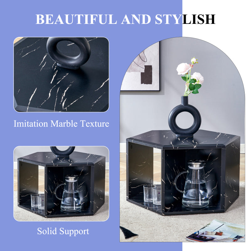 Modern Hexagon Coffee Table for Living Room, Extra Storage
