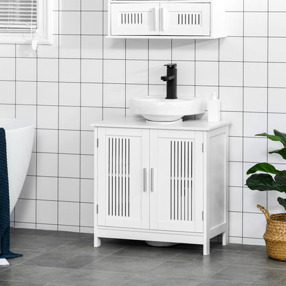 kleankin White Bathroom Under-Sink Cabinet, Adjustable Shelf