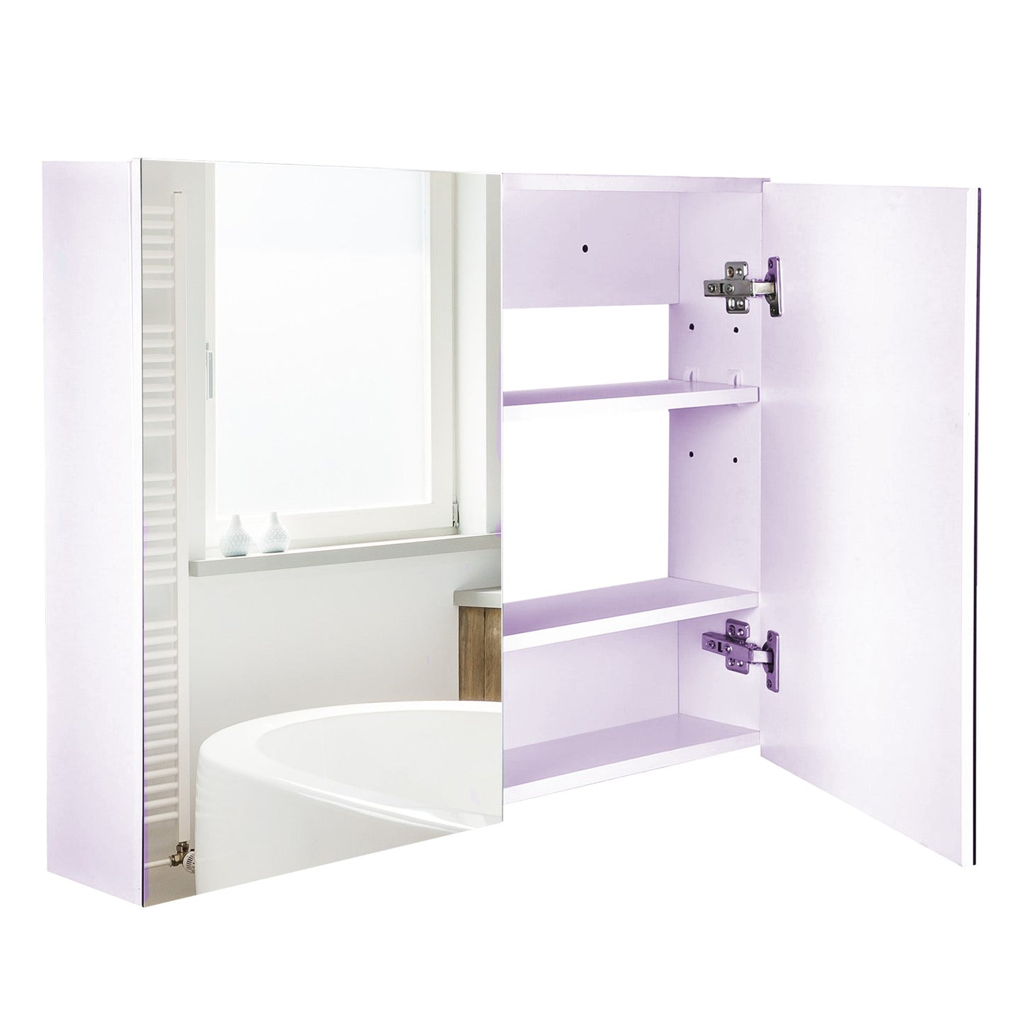 HOMCOM Sleek Mirrored Bathroom Medicine Cabinet Quiet Hinges