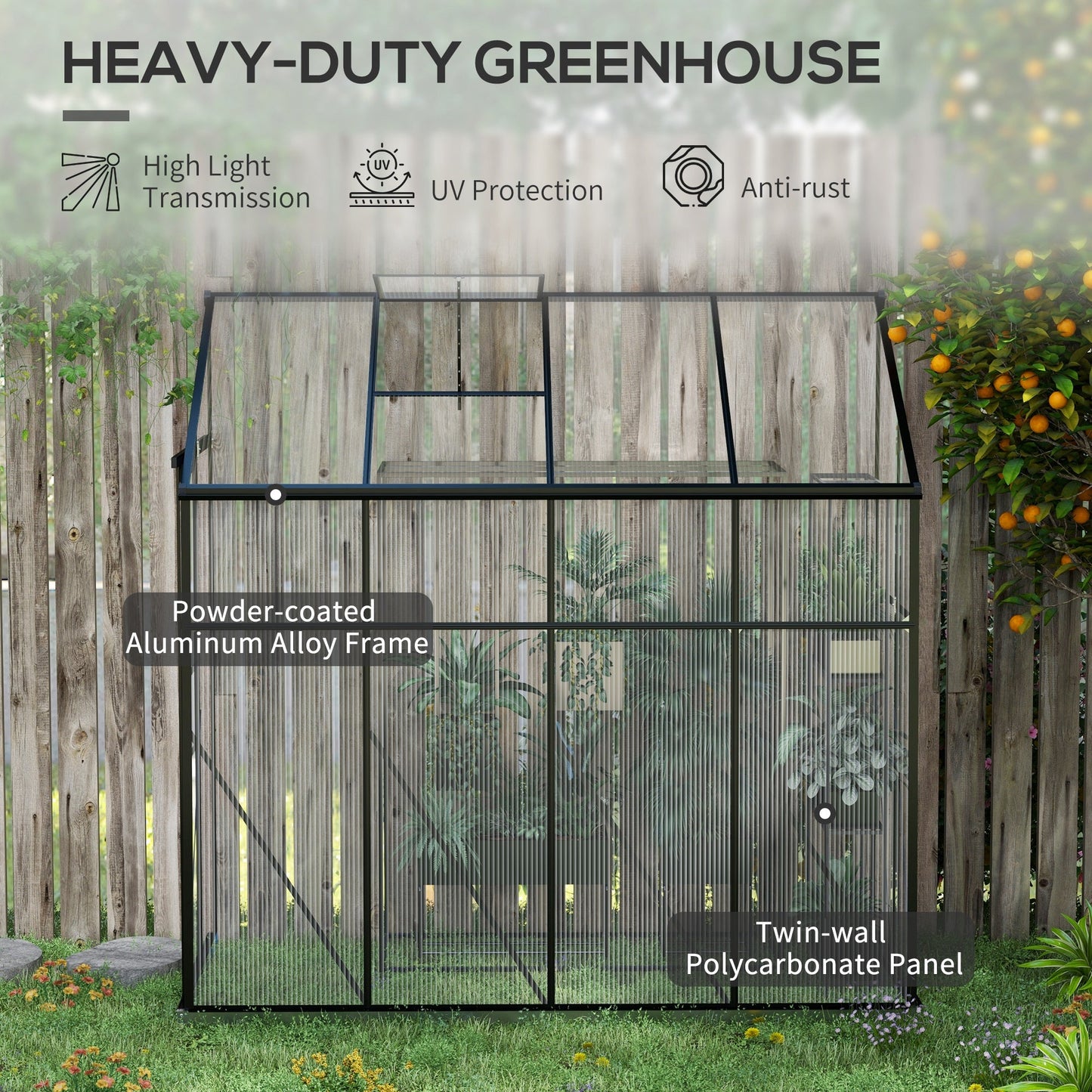 Outsunny Modern Lean-To Greenhouse for Patio Walls, Walk-In