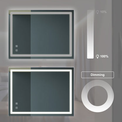 Modern Bathroom LED Vanity Mirror 32x24, Anti-Fog, Dimmable