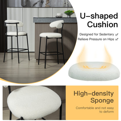 Cozy Teddy Fabric Counter Stool, Kitchen Island, Black Base