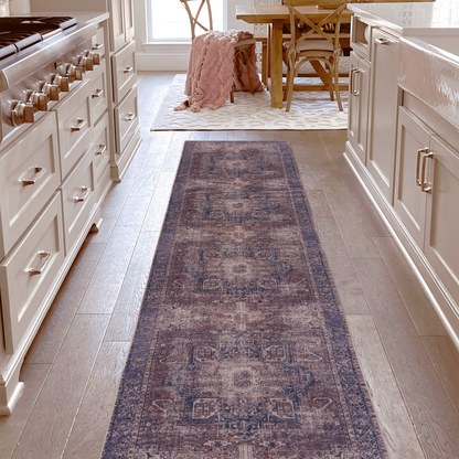 NAAR MAVAL Modern Burgundy Entryway Doormat, Washable
