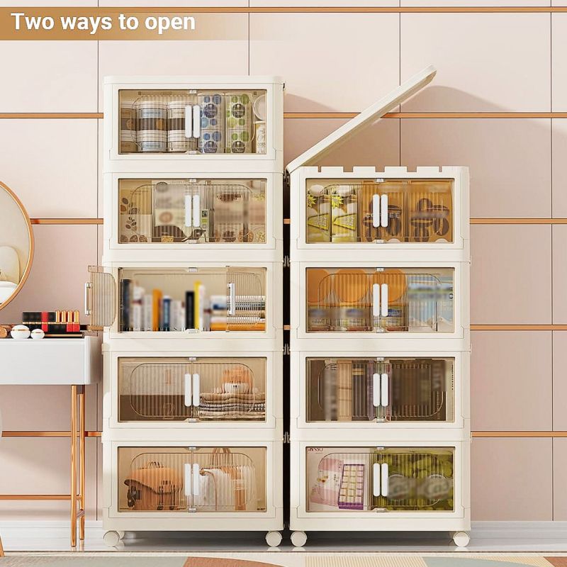 Modern Folding Closet Storage Cabinet with Wheels