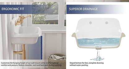 ELLAI Farmhouse Wall-Mount Laundry Sink with High Back