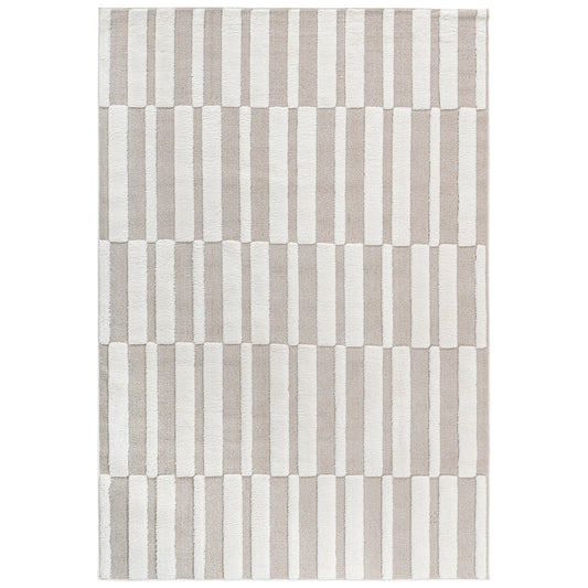 Modern 2'x3' Striped Polypropylene Indoor Area Rug, Beige/Cream