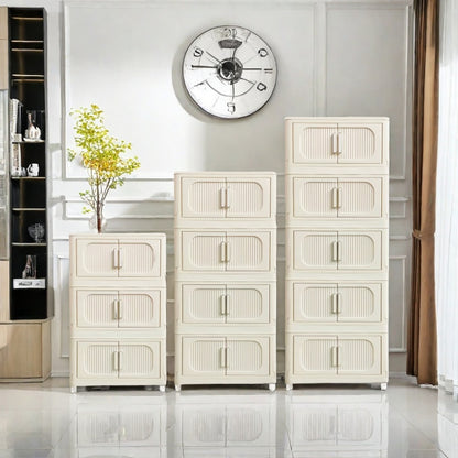 Cream White Collapsible Storage Cabinet for Bathroom