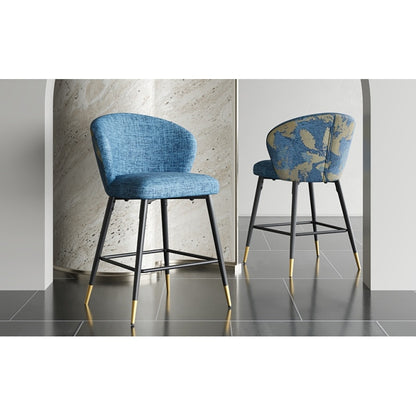 Jacquard Counter Stools for Kitchen, Metal Footrest, 2-Pack