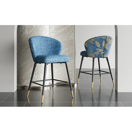 Jacquard Counter Stools for Kitchen, Metal Footrest, 2-Pack