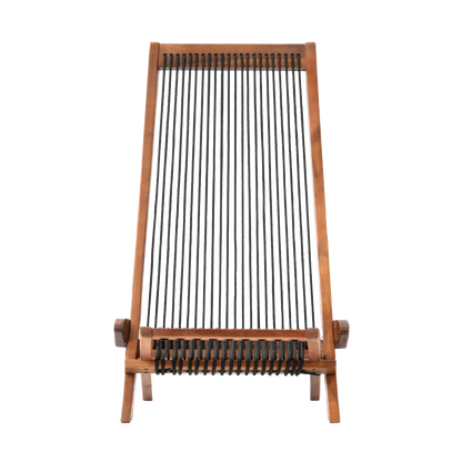 Coastal Folding Rope-Weave Wood Chair for Patio, Folds Flat