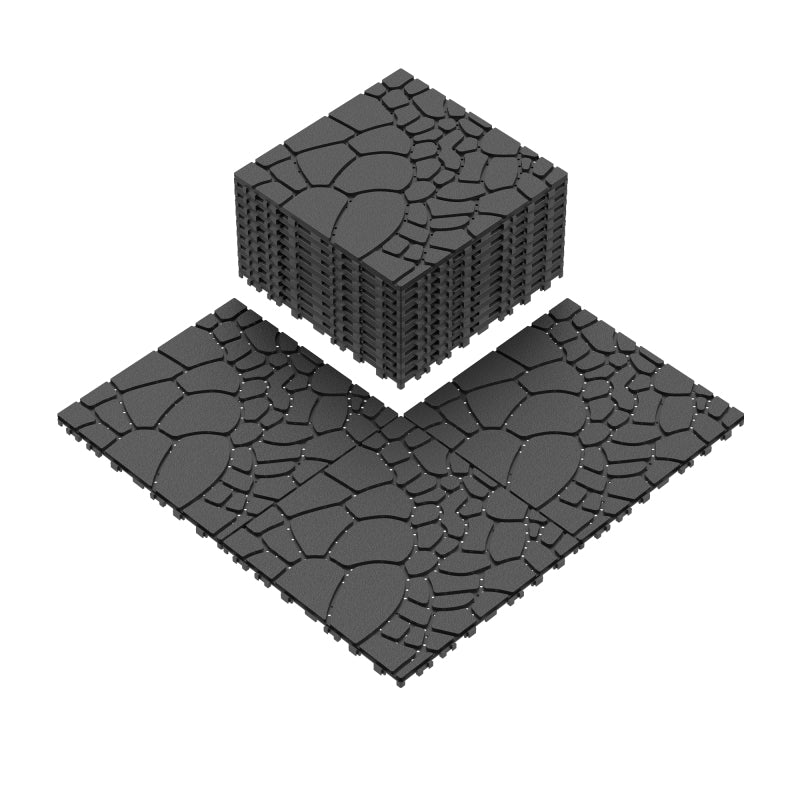 Stone-Texture Patio Deck Tiles for Porch & Balcony, DIY Snap