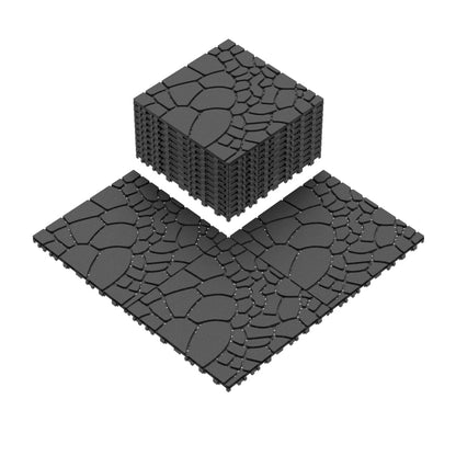 Stone-Texture Patio Deck Tiles for Porch & Balcony, DIY Snap