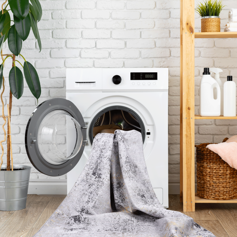 NAAR MAVAL Gray & Gold 5x8 Area Rug, Living Room, Washable
