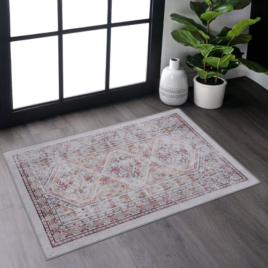 NAAR MAVAL Beige Entryway Doormat, Washable 2' x 3'