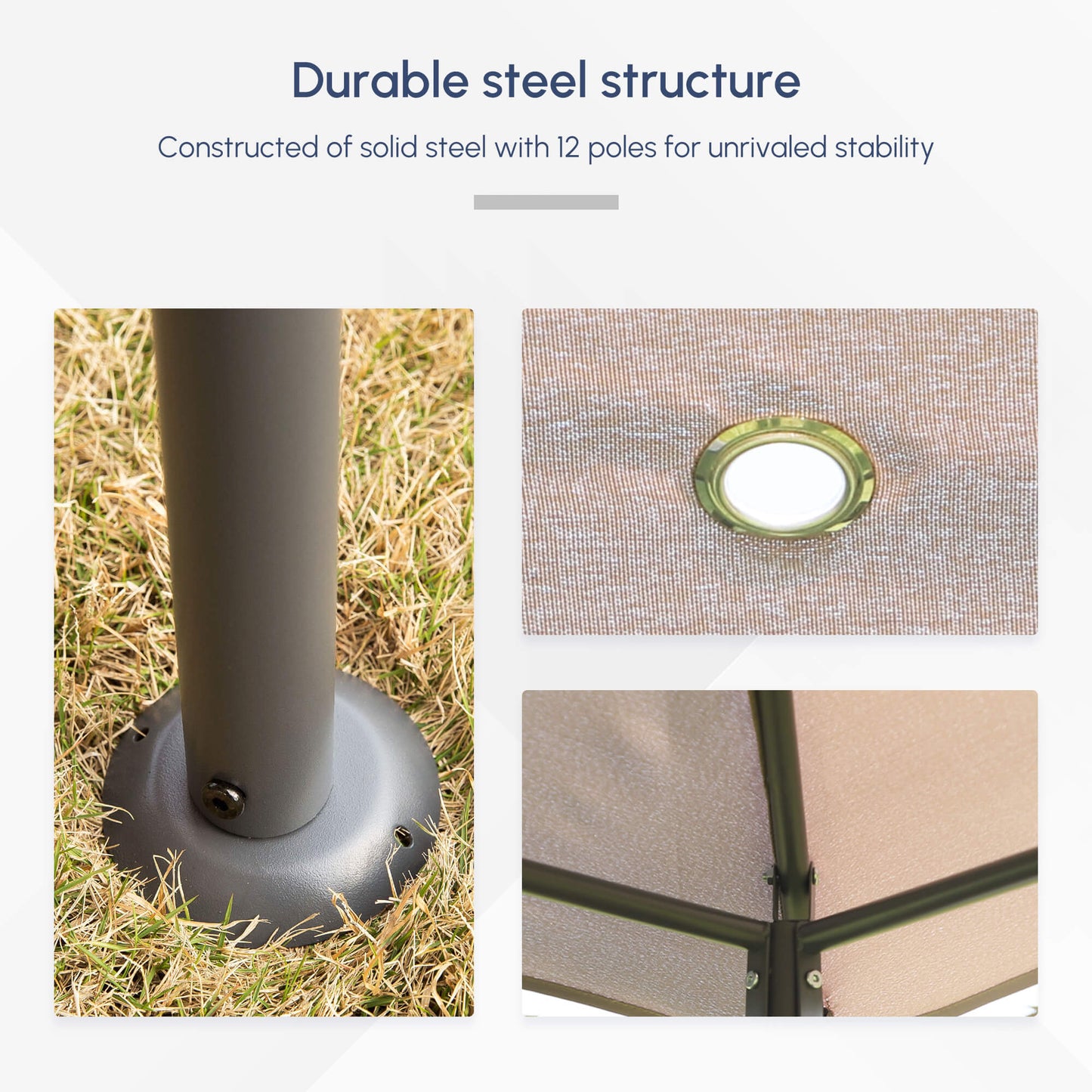 Outsunny Khaki 10x13 Patio Gazebo with Removable Walls