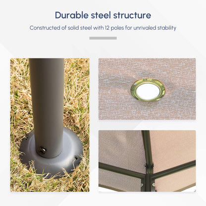 Outsunny Khaki 10x13 Patio Gazebo with Removable Walls