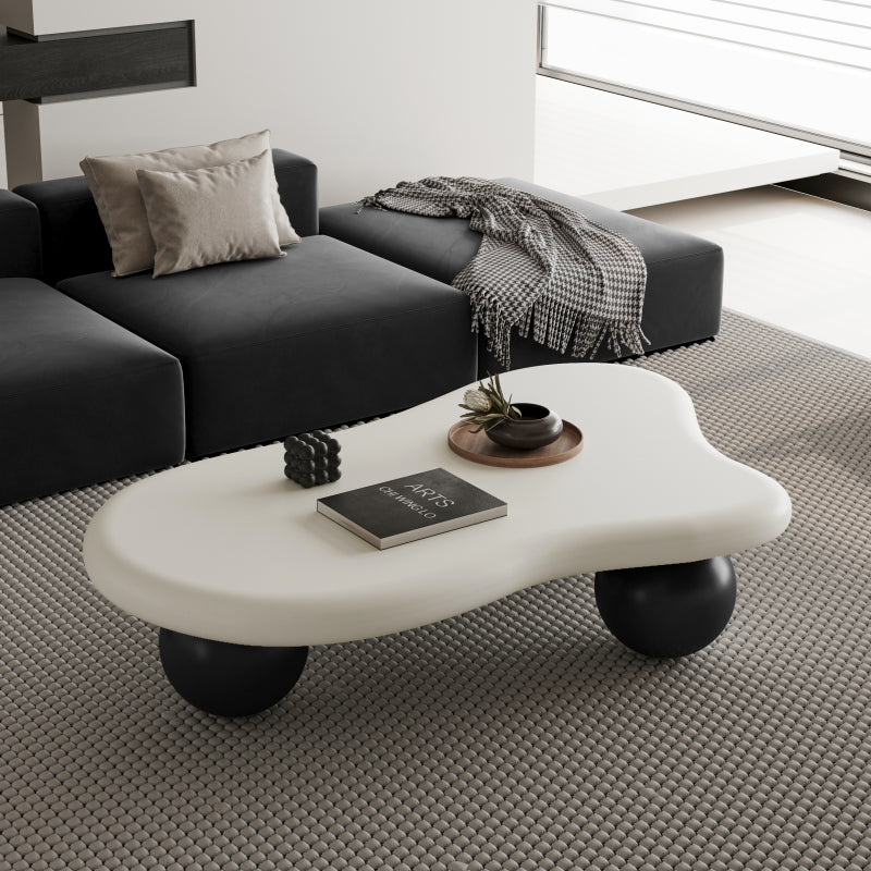Modern Black Cloud Coffee Table for Living Room, 3 Ball Legs
