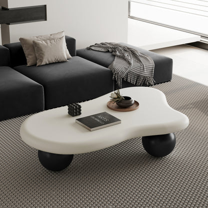 Modern Black Cloud Coffee Table for Living Room, 3 Ball Legs